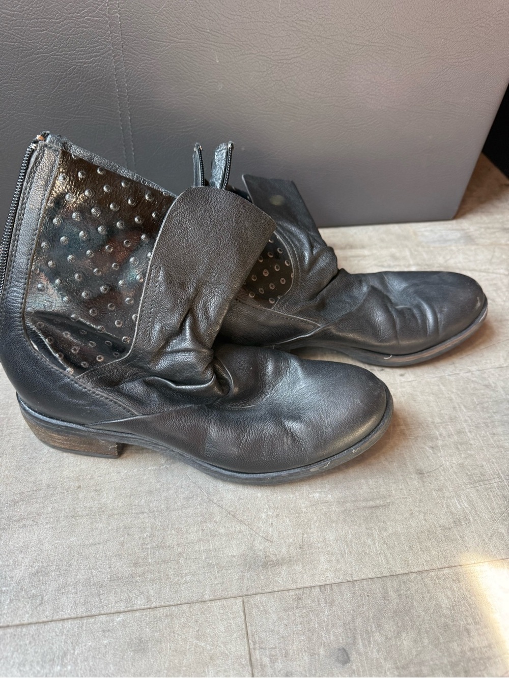 Black Leather Studded Men’s Ankle Boots